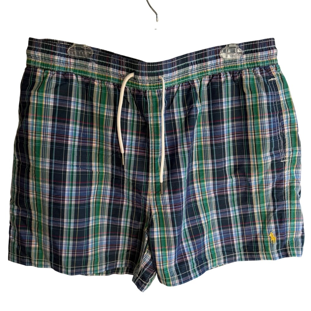 Vintage Men's Polo Ralph Lauren XL‎ Classic Plaid Multi-Color Print Swim Trunks